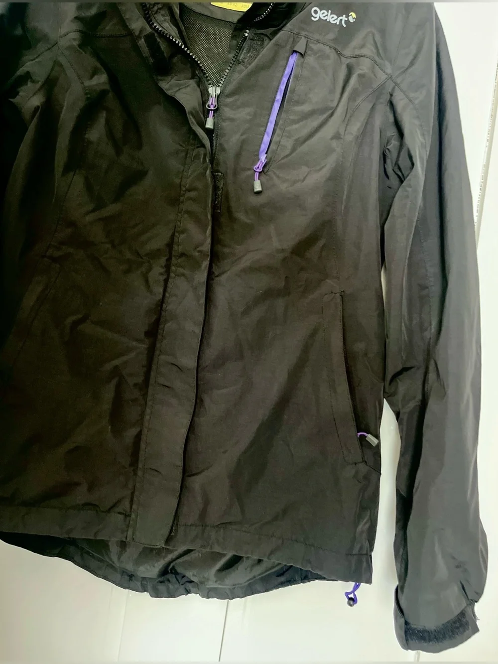Gelert Women's Black Waterproof Hooded Jacket with purple accents Size US 10